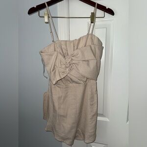 Main Strip Beige and White Striped Romper